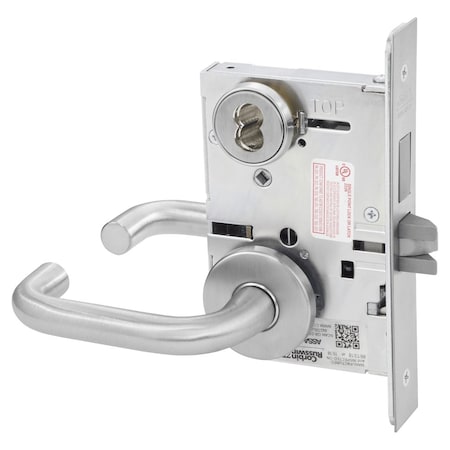 Entrance Or Storeroom Mortise Lock, LW Lever, A Rose, 6-Pin LFIC Less Core, Satin Chrome